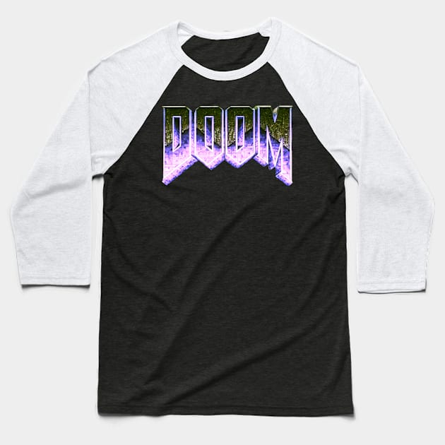 Purple Doom Baseball T-Shirt by The Doom Guy